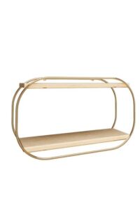 Gold Multipurpose Shelf 2-Tier Ellipse, Bathroom Living Room Sets, Accessories, Decorative Organizer, Wooden Desktop Kitchen Makeup and Jewelry Plated Stainless (gold642)