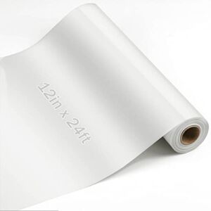 Flasoo White Heat Transfer Vinyl Roll – 12″ x 24ft White HTV Vinyl Roll for Shirts, Iron on Vinyl for Cricut & Cameo, Heat Press Machines – Easy to Cut & Weed