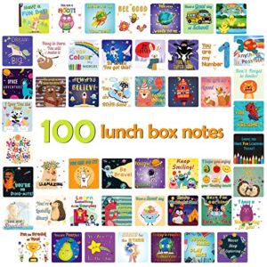 Lunch Box Note for Kids Kindergarten,School Lunch Accessories for Kids-100 Cute Encouragement,Positive Affirmation Cards for Boys & Girls(With DIY Blank Back),Inspirational and Motivational Lunch Note