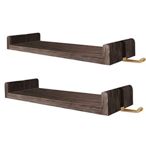 Wood Shelves for Wall 19.76 inch, Kitchen Floating Shelves Set of 2 with Invisible Hooks, Wall Mounted Shelves for Bedroom Living Room Farmhouse