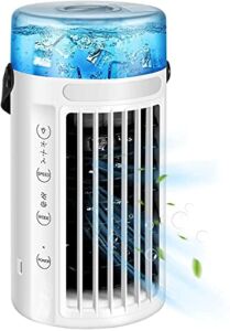 Garneck Portable Air Cooler Mini USB Air Conditioner Fan Desktop Cooling Fan with 3 Speeds for Home Room Office ( White 4 in 1 )