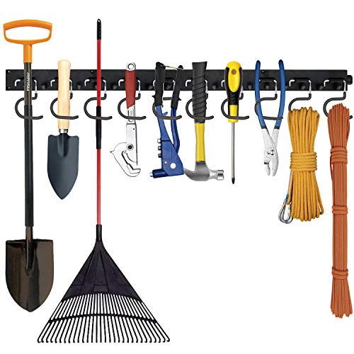 Favbal Garage Organization Tool Organizers and Mop Broom Holder with 4 Racks 5 Hooks | The Storepaperoomates Retail Market - Fast Affordable Shopping