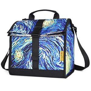 CranEden Reusable Insulated Lunch Bag – Van Gogh Painting, Foldable, for Women, Men, Adults and Teens (The Starry Night)