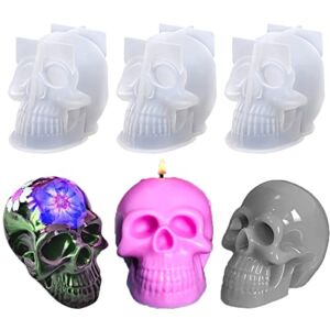 Skull Molds,3 Pieces Large Silicone Skull Resin Molds for Epoxy Resin,Candle,Soap,Plaster,3D Skull Molds,Silicone Skull Resin Molds for Resin Art Crafts,Home Decorations