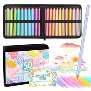 RESTLY Macaron 50+1 Drawing Pencils Set with 1 Coloring Book,Pastel Colored Pencils for Adult Coloring Books,Soft Coloring Pencils for Kids Artists