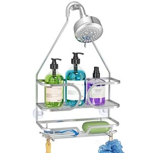 KeFanta Shower Caddy over Shower Head, Hanging Shower Organizer, Silver Shampoo Holder for Bathroom, Shower Storage Rack