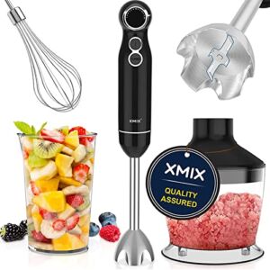 Immersion Hand Blender, 4 in 1 Handheld Blender Stick 800W, 20 Speed & Turbo with Stainless Steel Blade, Electric Whisk, Food Processor, Beaker for Baby Food, Soup, Smoothie, Puree
