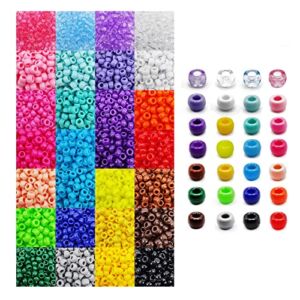 Pony Beads, 4200pcs 28 Colors Plastic Beads for Craft Bracelets Making, Hair Beads for Braids, Colored Beads for DIY Projects – Individually Wrapped (6x9mm)