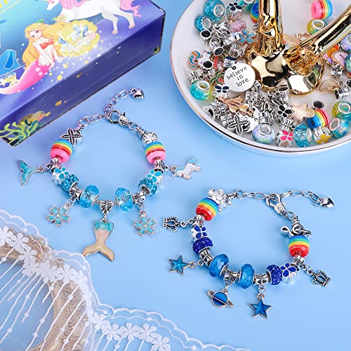 AIPRIDY Charm Bracelet Making Kit,DIY Craft for Girls, Unicorn Mermaid Crafts Gifts Set for Arts and Crafts for Girls Teens Ages 6-12 (150 Pieces) | The Storepaperoomates Retail Market - Fast Affordable Shopping