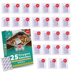 Premount 25 Oxygen Absorbers For Food Storage 3000cc – (25 Packs of 1) Individually Sealed FDA Food Grade Oxygen Absorbers For Long Term Food Storage, Mylar Bags, Harvest Right Freeze Dryer & Canning