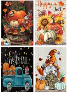 Paint by Numbers for Adults and Beginners, Paint by Number Kits Halloween Pumpkin on Canvas Frameless DIY Color Oil Painting Oil Painting Home Wall Decor (4 Pcs 12″x16″)