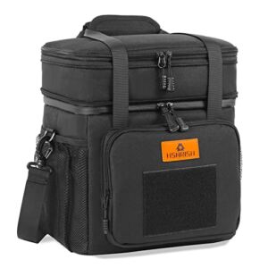 Expandable Large Tactical Lunch Box for Adults, Durable Insulated Lunch Bag with Lots of Storage Space, Cooler Bag for Men Women Work Outdoor Picnic Trips, 20 Can/16 L, Black, HSHRISH