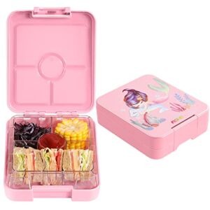 AOHEA Bento Lunch Box for Kids: BPA FREE Bento Boxes Containers 4 Compartment Toddler Bento Box Tritan Kids Bento Box Toddler Lunch Containers for Daycare or School(Mermaid)