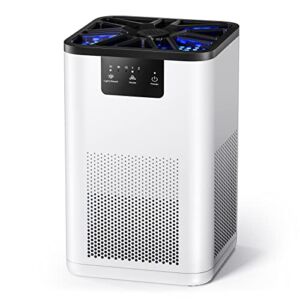 AROEVE Air Purifiers for Bedroom H13 True HEPA Air Purifier With Aromatherapy Function For Pet Smoke Pollen Dander Hair Smell 20dB Air Cleaner For Bedroom Office Living Room Kitchen, MK06- White