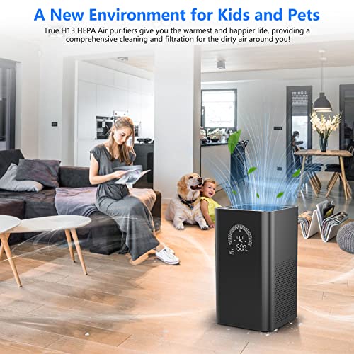 Druiap Air Purifiers for Home Bedroom Pets, H13 HEPA Filter Air Cleaner Filterable 99.97% Micron Particles/Smoke/Pet Dander/Odor/ Multifunction Mode for Office Dorm Apartment Living Room (KJ150 Black) | The Storepaperoomates Retail Market - Fast Affordable Shopping