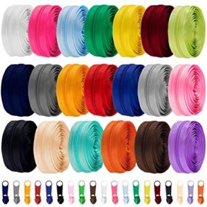 60 Yards 20 Pieces Sewing Zippers #5 Nylon Coil Zippers Assorted Zipper for Sewing with 200 Zipper Sliders for DIY Tailor Sewing Crafts Supplies, 20 Color