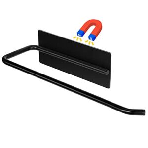 Magnetic Paper Towel Holder,Magnet Shelf Black for Refrigerator Toolbox Grill,12×3.1inch Fit Larger Paper Roll