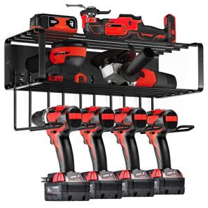 ORLESS Power Tool Organizer, Heavy Duty Drill Holder Wall Mount Metal Shelf Garage Organizers and Storage Rack for Screwdriver, Power Tool, Cordless Drill, Battery Perfect for Father’s Day