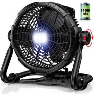 Camping Fan with LED Lantern – Portable Battery Operated Fan USB Rechargeable 24Hours Electric Camp Fan with Light 270° Rotation Stepless Speed & Quiet Fan for Outdoor Picnic Barbecue Fishing Travel (11.8 *10.2* 12.9inch)