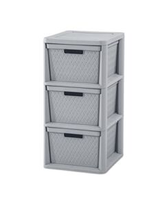 Sterilite 47306A01K, Weave, Cement, 1-Pack 3 Drawer Tower
