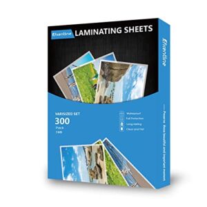300 Pack 5 Mil Thermal Laminating Pouches, Plastic Laminating Sheets, 9 x 11.5 Inch, 5.3 x 7.2 Inch, 4.3 x 6.3 Inch, 3.7 x 5.3 Inch, 2.3 x 3.7 for Letter, Photo, Note, ID Badge and Business Card Sizes