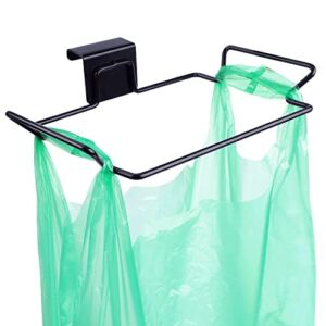 Large Stainless Steel Trash Bag Holder for Kitchen Cabinets Doors and Cupboards, Black
