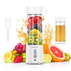 Portable Blender for Shakes and Smoothies,500ml Electric Juicer, 4000mAh Smoothie Blender with BPA-Free Material, USB Rechargeable Fresh Juice Blender for Travel, Gym, Outdoors, and Home, White