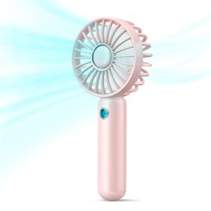 CIVPOWER Mini Handheld Fan, Portable USB Rechargeable Fan, Battery Operated Small Pocket Fan, 3 Speeds Adjustable, for Home Office Indoor Outdoor Travelling, Pink