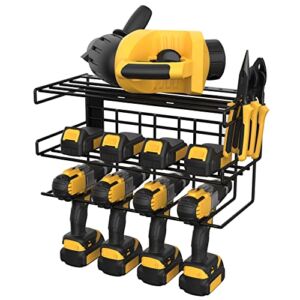VIDOR Power Tool Organizer Wall Mount,Drill Holder Wall Mount,Garage Organization and Storage,Heavy Duty Floating Tool Shelf for Cordless Drill and Power Tools,Perfect for Father’s Day(Black)