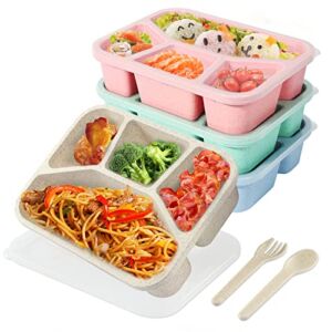 GEJIA Bento Lunch Box Meal Prep Lunch Containers with 4 Compartments, Microwave/Dishwasher/Freezer Safe Food Storage Containers 4 Classic