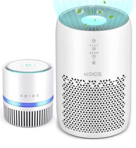 KOIOS 2 Packs Air Purifier for Home, H13 HEPA Air Purifier for Bedroom Small Room Office Desk, Air Filter for Pets Hair Dander Smoke Pollen, Night Light,100% Ozone Free