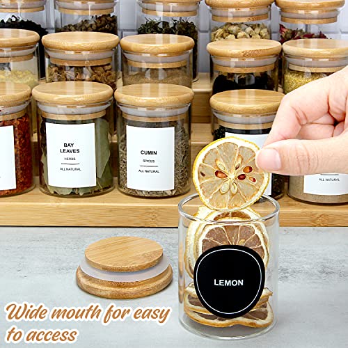 JuneHeart 32 PCS Glass Spice Jars with Bamboo Lids and 194 Waterproof Labels, 4oz Clear Food Storage Containers for Kitchen Sugar Salt Coffee Beans | The Storepaperoomates Retail Market - Fast Affordable Shopping