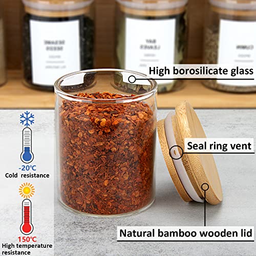 JuneHeart 32 PCS Glass Spice Jars with Bamboo Lids and 194 Waterproof Labels, 4oz Clear Food Storage Containers for Kitchen Sugar Salt Coffee Beans | The Storepaperoomates Retail Market - Fast Affordable Shopping