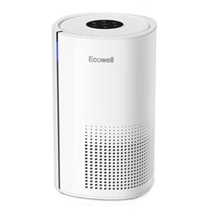 ECOWELL HEPA Air Purifier for Home Bedroom, Remove 99.97% Dust Pollen Odors Pet Dander, Large Room Air Purifiers for Office Desk Kitchen Living Room, EAP250W, White, 8.6 x 8.6 x 14.17 inch