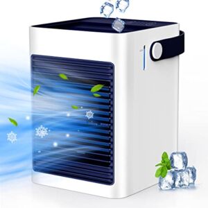 HONMY Portable Mini Air Cooler, Small Evaporative Cooler with 3 Speeds, Cooling Fan with Handle Personal Air Conditioner Fan for Home, Office, Bedroom