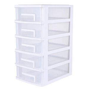PATKAW Multifunctional Five- layer Storage Cabinet, 8.3×5.9×12.3inch, 5 Drawer Storage Tower, Organizer Box, Storage Container Case with Clear Drawer, Organizer Sundries Holder| White