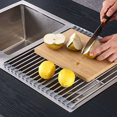 Roll Up Dish Drying Rack,Oliomp-17.5″ x 15.7″ Over The Sink Stainless Steel Roll-Up Dish Drying Rack Foldable Rolling Dish Drainer Suitable for Dishes,Fruits Vegetables Integrated Sink Drying Rack. | The Storepaperoomates Retail Market - Fast Affordable Shopping