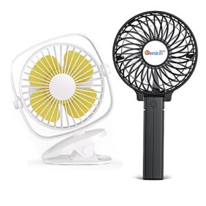 VersionTECH. Mini Handheld Fan & Portable Clip on Stroller Fan with USB Rechargeable Battery Operated