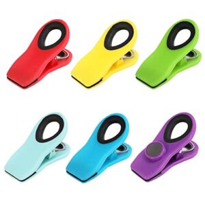 Bag Clips with Magnet, 6 Pack Assorted Bright Colors Magnetic Clips for Refrigerator, Magnet Clips, Chip Clips, Bag Clips for Food Storage, Snack Bags and Food Bags