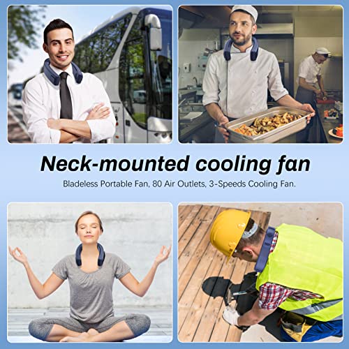 Neck Fan Portable Neck Air Conditioner Rechargeable 4000mAH Battery, Bladeless Neck Fans Neck Cooler for Women Man Personal Fan for Your Neck Cooling Device 3 Speeds Fan and Semiconductor Cooling Chip | The Storepaperoomates Retail Market - Fast Affordable Shopping
