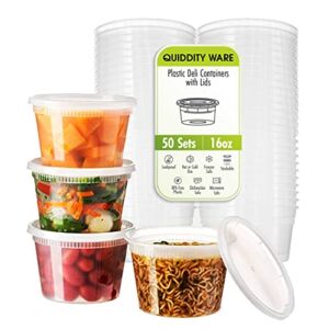 (16oz)-Deli Containers with Lids Leakproof – 50 Pack BPA-Free Plastic Microwaveable Clear Food Storage Container Premium Heavy-Duty Quality, Freezer & Dishwasher Safe