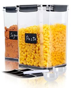 Large Food Storage Containers with Lids Airtight Upgraded version 5.2L /175.9 fl oz, for Flour, Sugar, Baking Supply and Dry Food Storage, 2PCS BPA Free Plastic Canisters for Kitchen Pantry