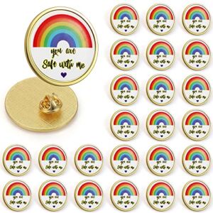24 Pcs You Are Safe with Me Safety Brooches Rainbow Lapel Pins LGBTQ Supports Badge Pin Pride Pins for Clothing Bag Hat Decoration