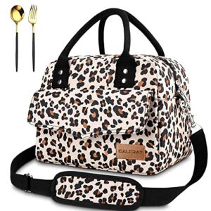 BALORAY Lunch Bag for Women Men, Insulated Lunch Box for Adults Kids, Reusable Women’s Lunch Cooler Tote Bag for Work Office School Picnic Beach (Leopard)