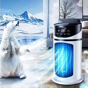 Portable Air Conditioner Fan Strong Air Flow Personal USB Air Cooler Fan RGB Colorful Light 5-Speed Multi-Function Timing Air Conditioning Fan Home Dormitory Office Desktop Humidification Electric Fan