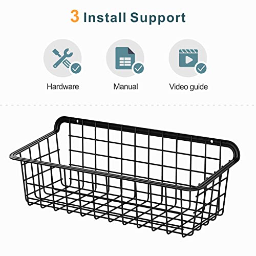 Wall Basket, Packism 4 Pack Small Wire Storage Baskets Versatile Durable Bathroom Organizer with Hooks Hanging Wall Baskets for Bathroom Add Extra Storage, Easy to Install, Black | The Storepaperoomates Retail Market - Fast Affordable Shopping