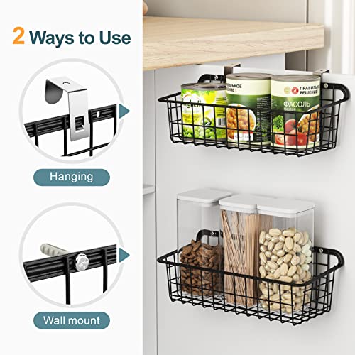 Wall Basket, Packism 4 Pack Small Wire Storage Baskets Versatile Durable Bathroom Organizer with Hooks Hanging Wall Baskets for Bathroom Add Extra Storage, Easy to Install, Black | The Storepaperoomates Retail Market - Fast Affordable Shopping