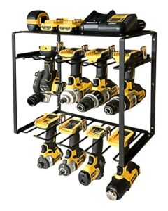 Power Tool Organizer, Heavy Duty Tool Shelf with 8 Drill Slots, Drill Holder Wall Mount, Utility Storage Rack for Cordless Drill, Tool Storage for Garage Organization, Gift for Father