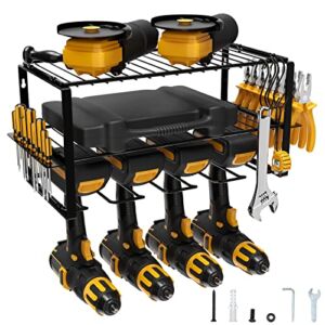 Power Tool Organizer Wall Mount, Garage Tool Organizers and Storage, Cordless Drill Holder Rack Heavy Duty Removable Design for Workshop and Warehouse Dad Birthday Gift