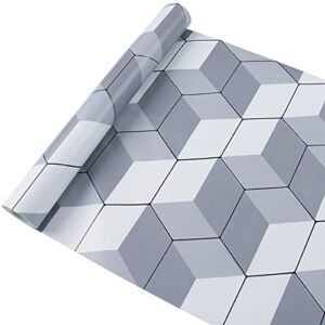 Yifasy 2Pack Drawer Shelf Liners Grey Geometry Self-Adhesive Furniture Lining Papers Sheet PVC Wallpapers Roll 18 inch Wide